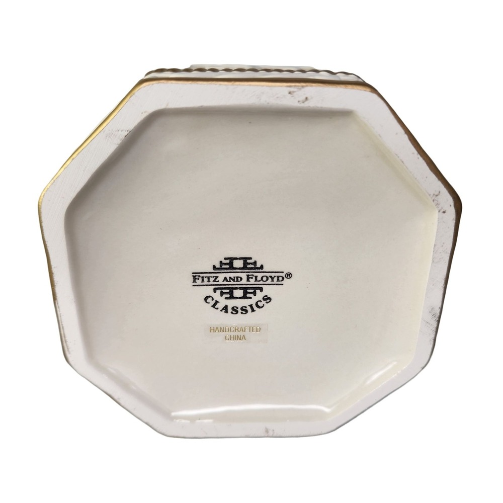 Fitz and Floyd Snowy Woods Trinket Box Candy Jar Christmas Jewelry Lid Vtg READ - Picture 7 of 12